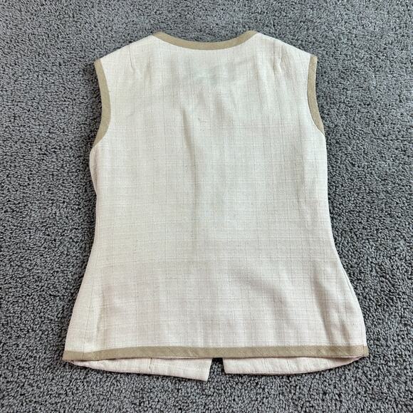 VINTAGE 60s Moe Nathan Silk Vest Womens 8 Beige Button Front Sleeveless READ - Picture 9 of 13